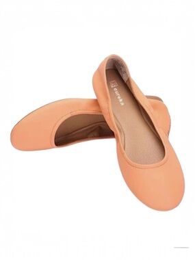 Eureka Aubrey Kipskin Leather Ballet Flats Cantaloupe Peach Coral Comfort Sz 7.5
